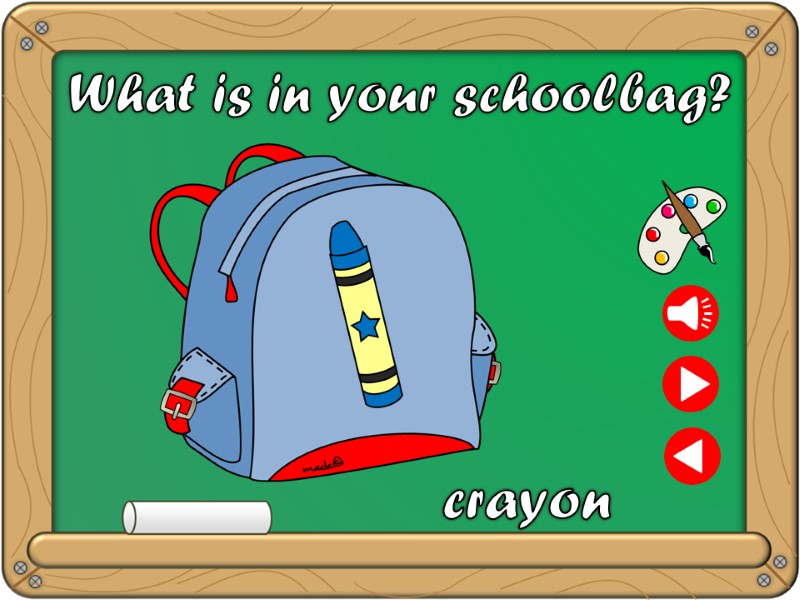 What is in your schoolbag? crayon
